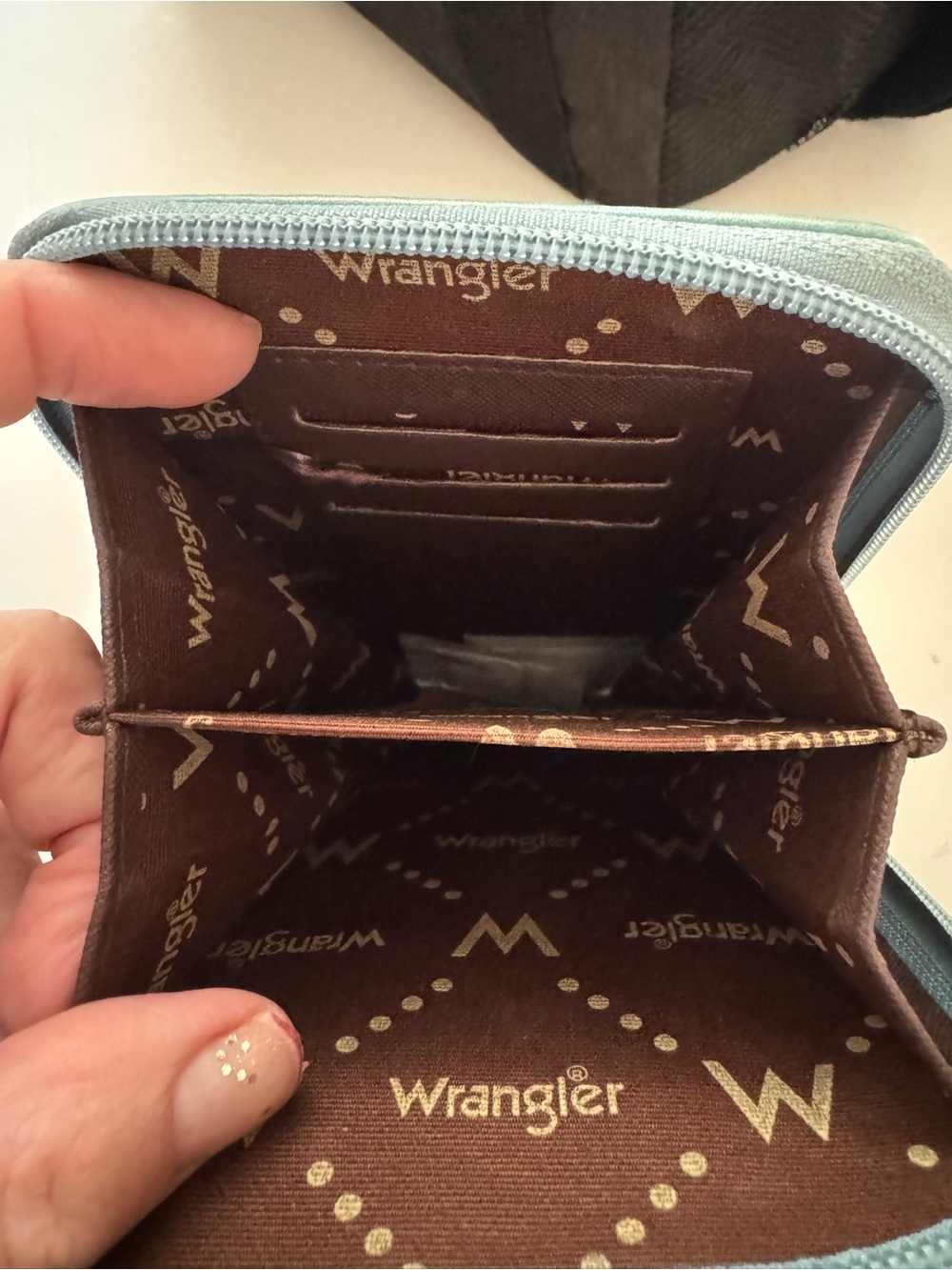 Wrangler Aqua Teal Aztec Crossbody Phone Bag with Coin Pouch - Picture 4 of 5